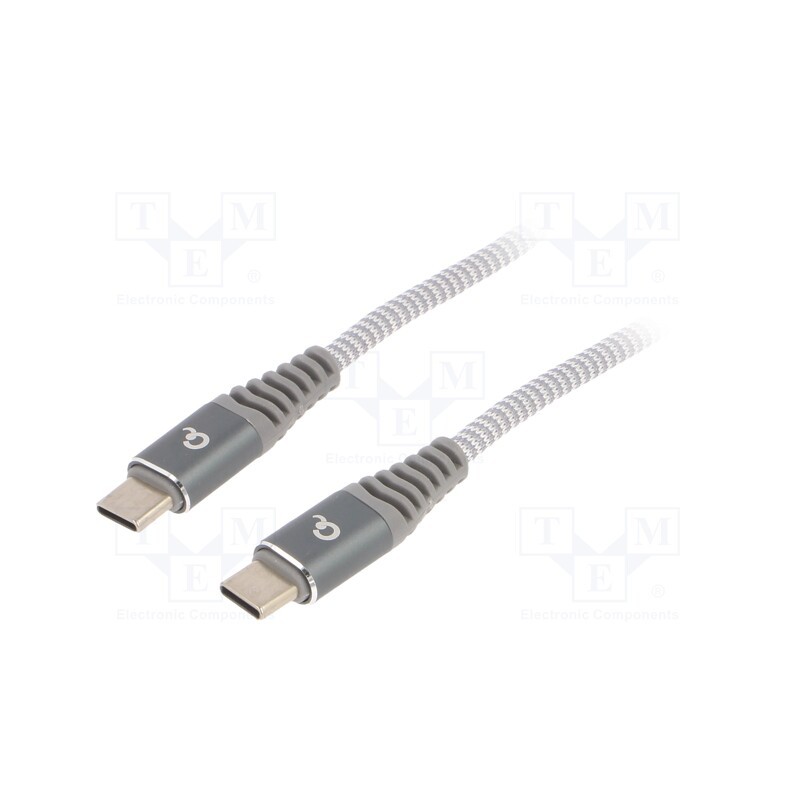 1 pcs x GEMBIRD - CC-USB2B-CMCM100-1.5M - Cable, USB 2.0, USB C plug,both sides, 1.5m, white-grey, 480Mbps