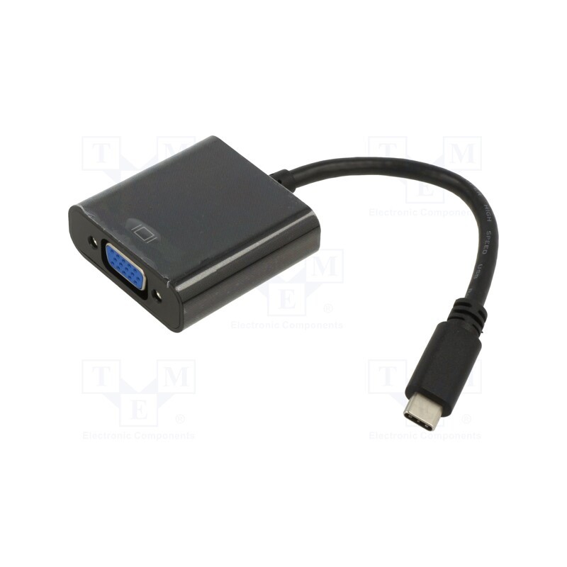 1 pcs x ART - KABADA USBC/VGA OEM-C9 - Adapter, D-Sub 15pin HD socket,USB C plug, 0.15m, black, black