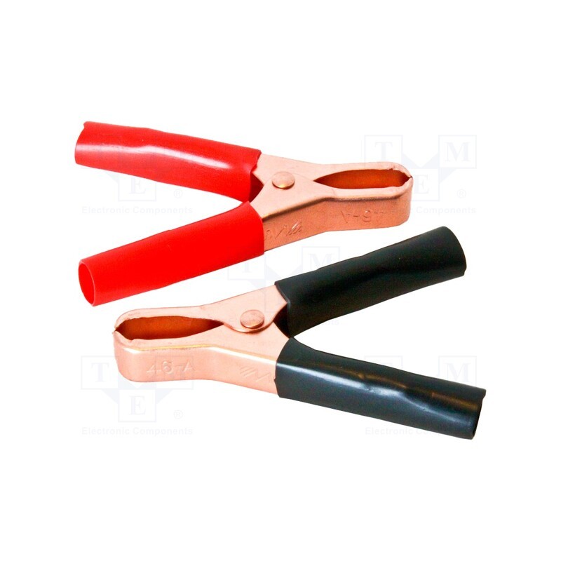 1 set x MUELLER ELECTRIC - 10032 - Crocodile clip, 50A, Grip capac: max.29mm, black,red, 2pcs.