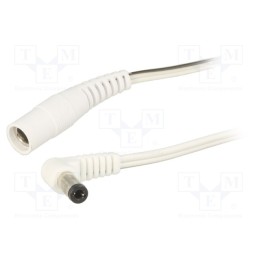 1 pcs x WEST POL - A21-C21-T050-200WH - Cable, 2x0.5mm2, DC 5,5/2,1 plug,DC 5,5/2,1 socket, angled, 2m