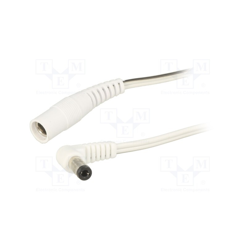 1 pcs x WEST POL - A21-C21-T050-200WH - Cable, 2x0.5mm2, DC 5,5/2,1 plug,DC 5,5/2,1 socket, angled, 2m