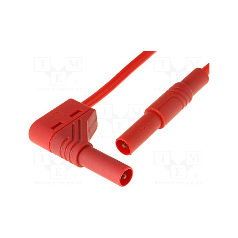 1 pcs x HIRSCHMANN T&M - MLS WG 100/2,5 RT - Test lead, 32A, banana plug 4mm,angular banana plug 4mm, Len: 1m