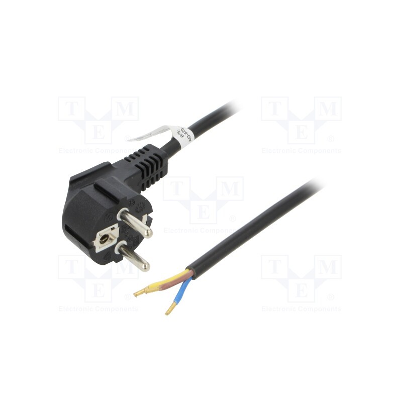 1 pcs x Goobay - 96034 - Cable, CEE 7/7 (E/F) plug angled,wires, PVC, 5m, black, 10A, 250V