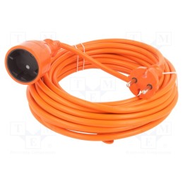 1 pcs x KEL - W-96963 - Extension lead, 2x1.5mm2, Sockets: 1, PVC, orange, 10m, 16A