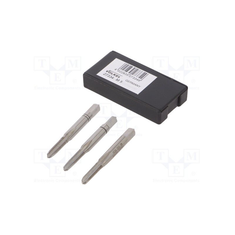 1 set x Vu00d6LKEL - 27334 - Tap, high speed steel grounded HSS-G, M5, 0.8, 50mm, 4,9mm, 3pcs.