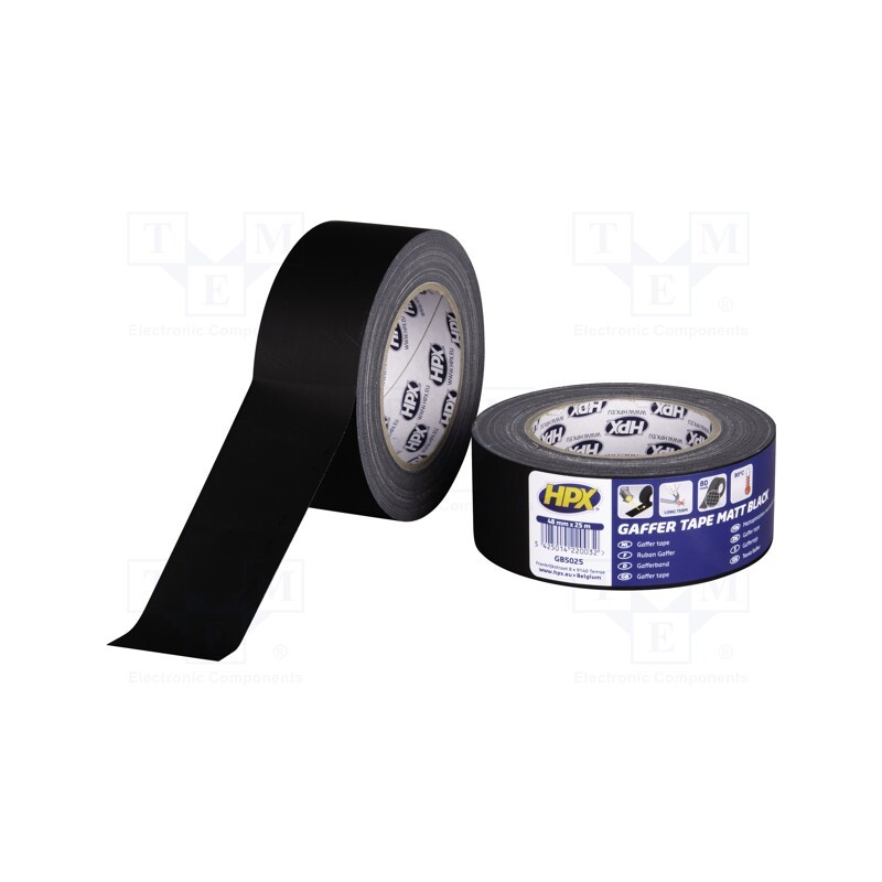 1 rol x HPX - GB5025 - Tape: duct, W: 48mm, L: 25m, Thk: 0.31mm, black, natural rubber, 12%