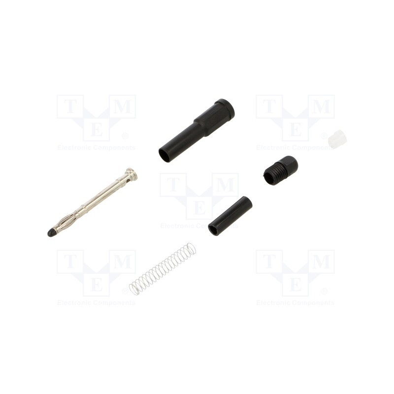 1 pcs x POMONA - 122505A - Connector: 2,4mm banana, plug, black, 5A, Overall len: 65.02mm