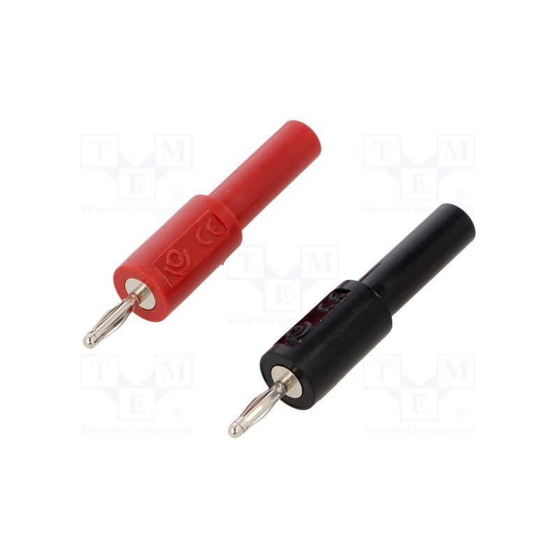 1 set x POMONA - 72914-02 - Adapter, 2mm banana, 36A, 70VDC, red and black, plug-in, 4mm, 2pcs.