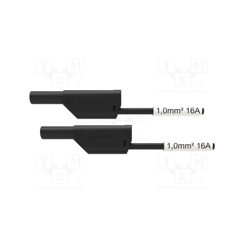 1 pcs x SCHu00dcTZINGER - VSFK 8700 / SIL1 / 100 / SW - Test lead, 16A, banana plug 4mm,both sides, Urated: 1kV, Len: 1m