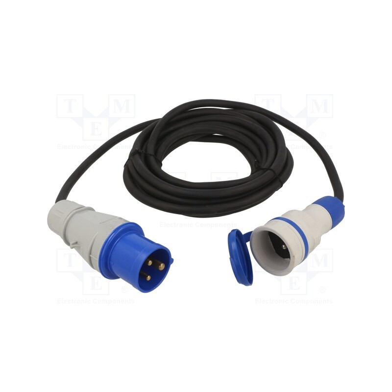 1 pcs x KEL - W-99938 - Extension lead, 3x2.5mm2, Sockets: 1, rubber, black, 5m, 16A