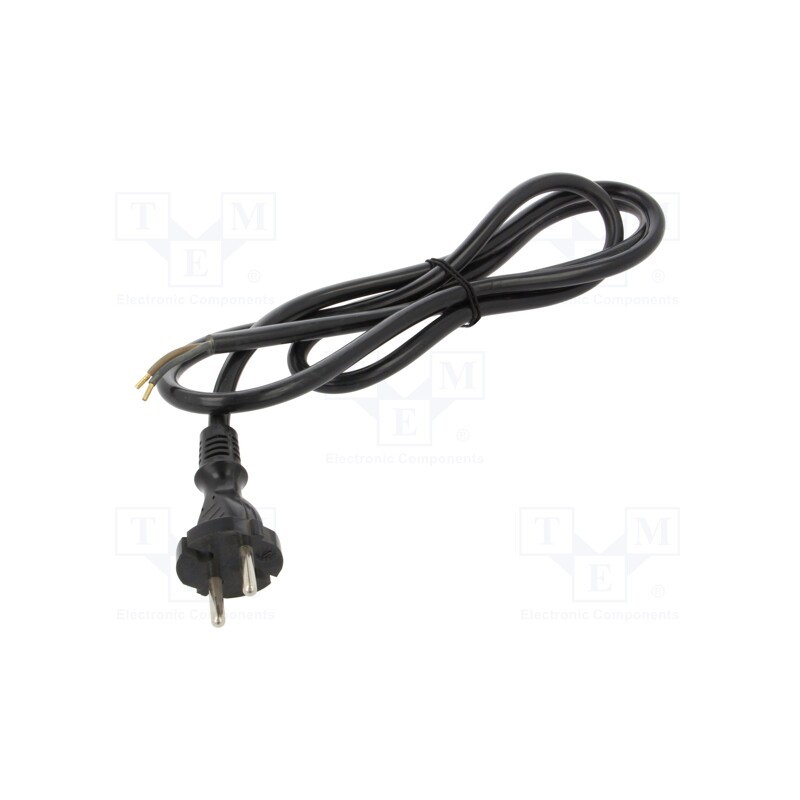 1 pcs x PLASTROL - W-98577 - Cable, 2x1.5mm2, CEE 7/17 (C) plug,wires, PUR, 1.5m, black, 16A