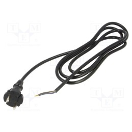1 pcs x PLASTROL - W-98574 - Cable, 2x1mm2, CEE 7/17 (C) plug,wires, PUR, 2m, black, 10A, 230V