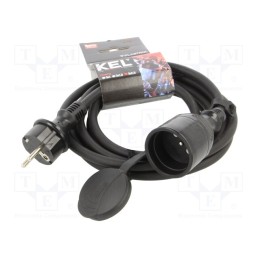 1 pcs x KEL - W-98543 - Extension lead, 3x2.5mm2, Sockets: 1, rubber, black, 3m, 16A