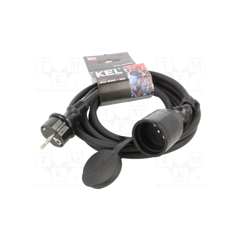 1 pcs x KEL - W-98543 - Extension lead, 3x2.5mm2, Sockets: 1, rubber, black, 3m, 16A