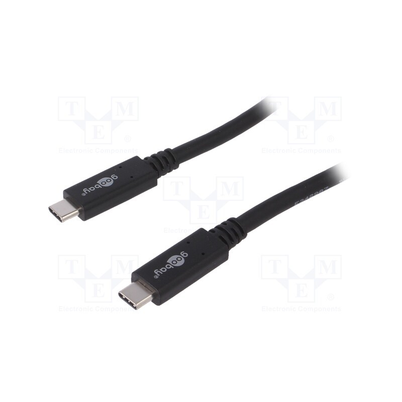 1 pcs x Goobay - 38872 - Cable, USB 3.2, USB C plug,both sides, 0.5m, black, 20Gbps, 100W