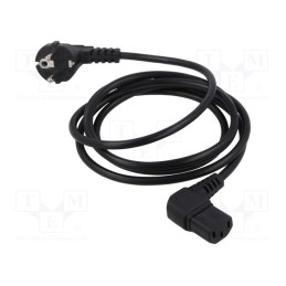 1 pcs x TASKER - 217 - Cable, 3x0.75mm2, CEE 7/7 (E/F) plug angled,IEC C13 female 90°