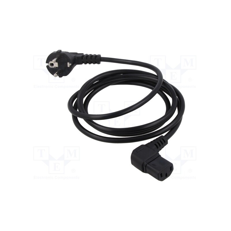 1 pcs x TASKER - 217 - Cable, 3x0.75mm2, CEE 7/7 (E/F) plug angled,IEC C13 female 90°