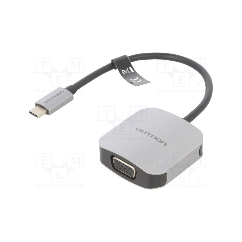 1 pcs x VENTION - TDFHB - Adapter, D-Sub 15pin HD socket,USB C plug, 0.15m, black, grey