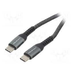 1 pcs x QOLTEC - 52358 - Cable, USB 2.0, USB C plug,both sides, 1.5m, black-white, 480Mbps