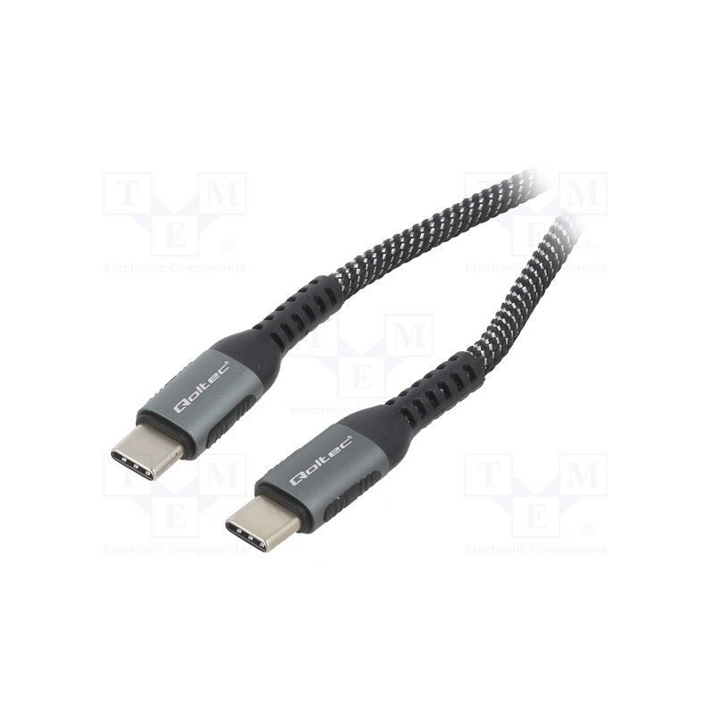 1 pcs x QOLTEC - 52358 - Cable, USB 2.0, USB C plug,both sides, 1.5m, black-white, 480Mbps