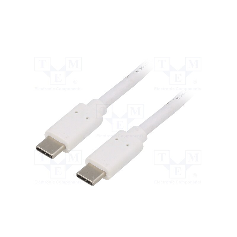 1 pcs x QOLTEC - 50508 - Cable, USB 3.1, USB C plug,both sides, 1m, white, 10Gbps