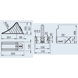 Metal wheel chock with aluminum handle, original