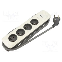 1 pcs x QOLTEC - 50295 - Extension lead, 3x1.5mm2, Sockets: 4, white-grey, 1.8m, 16A