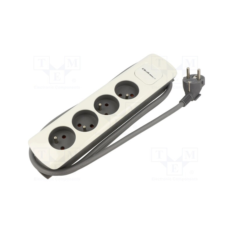 1 pcs x QOLTEC - 50295 - Extension lead, 3x1.5mm2, Sockets: 4, white-grey, 1.8m, 16A