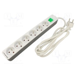 1 pcs x QOLTEC - 50292 - Extension lead, 3x1.5mm2, Sockets: 6, white, 1.8m, 16A