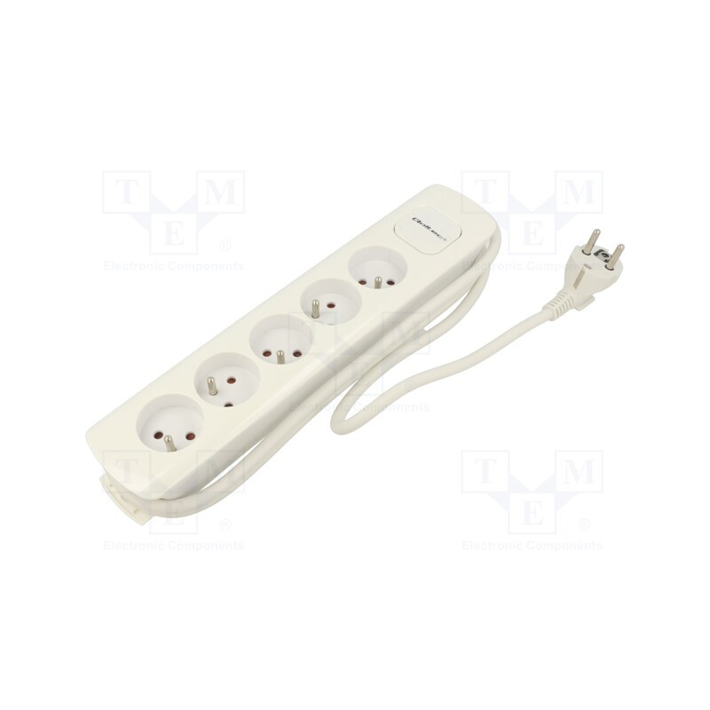 1 pcs x QOLTEC - 50276 - Extension lead, 3x1.5mm2, Sockets: 5, white, 1.8m, 16A