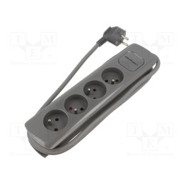1 pcs x QOLTEC - 50273 - Extension lead, 3x1.5mm2, Sockets: 4, grey, 1.8m, 16A