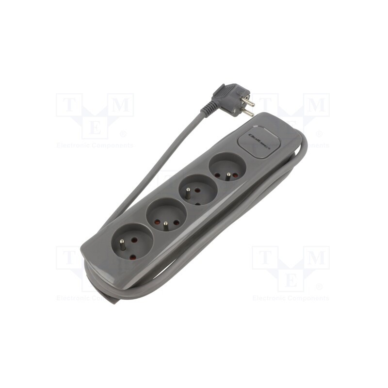1 pcs x QOLTEC - 50273 - Extension lead, 3x1.5mm2, Sockets: 4, grey, 1.8m, 16A