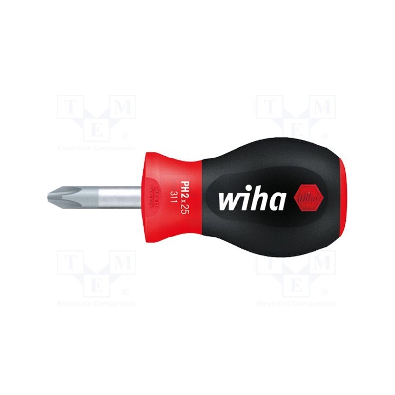 1 pcs x WIHA - 26970 - Screwdriver, Phillips, PH3, Stubby SoftFinish®, Overall len: 81mm