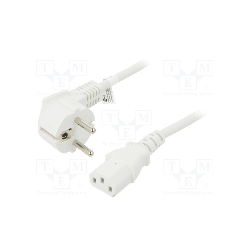 1 pcs x Goobay - 51321 - Cable, CEE 7/7 (E/F) plug angled,IEC C13 female, PVC, 5m, white