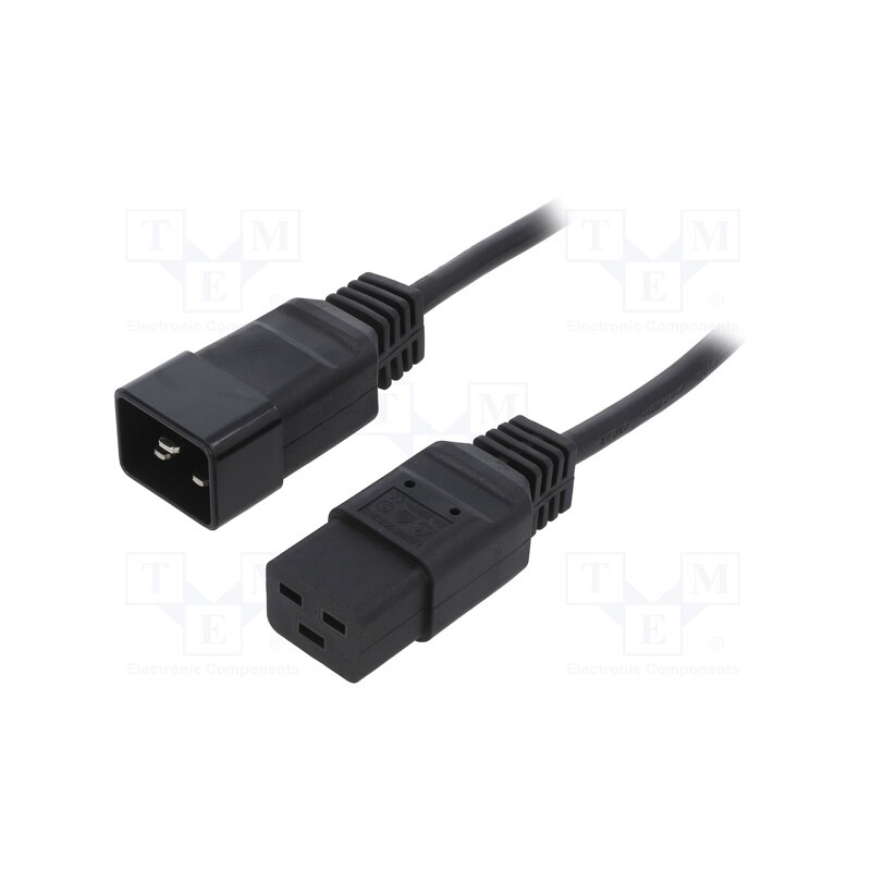 1 pcs x GEMBIRD - PC-189-C19 - Cable, 3x1.5mm2, IEC C19 female,IEC C20 male, PVC, 1.5m, black
