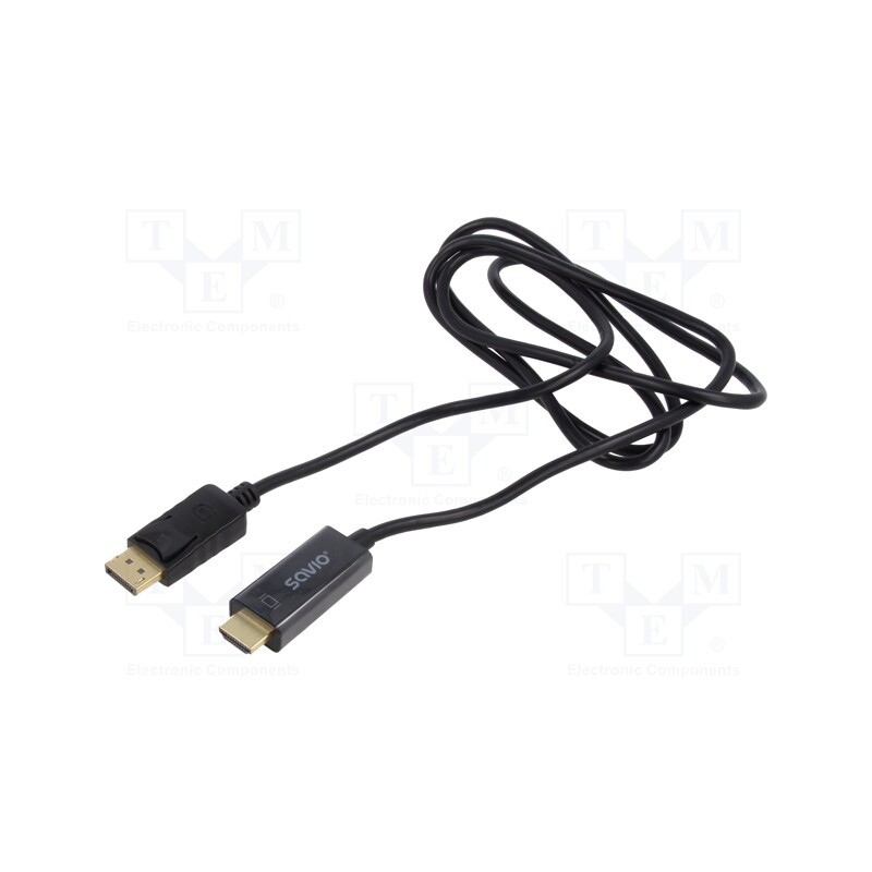 1 pcs x SAVIO - SAVKABELCL-56 - Cable, HDMI 1.4, DisplayPort plug,HDMI plug, Len: 1.5m, black