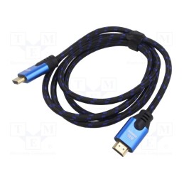 1 pcs x SAVIO - SAVKABELCL-142 - Cable, HDMI 2.1, HDMI plug,both sides, textile, 1.8m, black