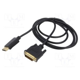 1 pcs x SAVIO - SAVKABELCL-122 - Cable, DisplayPort plug,DVI-D (24+1) plug, Len: 3m, black, 30AWG