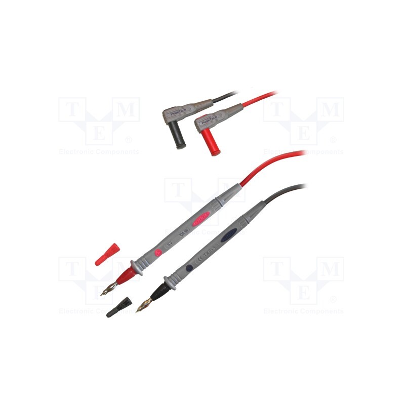1 set x PEAKTECH - TKS-4 - Test leads, Inom: 10A, Len: 1.2m, insulated, black,red, 2pcs.