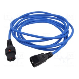 1 pcs x IEC LOCK - IEC-PC963 - Cable, IEC C13 female,IEC C14 male, PVC, 3m, blue, 10A, 250V