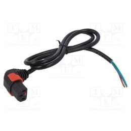 1 pcs x IEC LOCK - IEC-PC2056 - Cable, IEC C13 female 90°,wires, PVC, 1m, with IEC LOCK locking