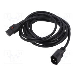 1 pcs x IEC LOCK - IEC-PC1070 - Cable, IEC C13 female,IEC C14 male, PVC, 4m, black, 10A, 250V