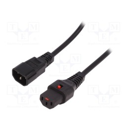 1 pcs x IEC LOCK - IEC-PC1069 - Cable, IEC C13 female,IEC C14 male, PVC, 3.5m, black, 10A, 250V