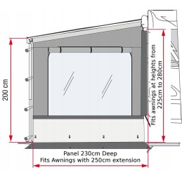Side wall with window for the Side w pro shade f45 f65 f80s awning, left, wa