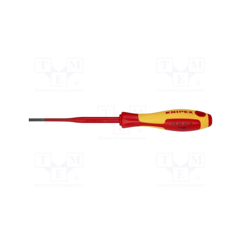 1 pcs x KNIPEX - 98 20 35 SL - Screwdriver, insulated,slim, slot, 3,5x0,6mm, Blade length: 100mm