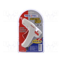 1 pcs x MEGATEC - MG1020 - Hot melt glue gun, Ø: 7mm, Effic: 6g/min, 20W, max.165°C, 230VAC