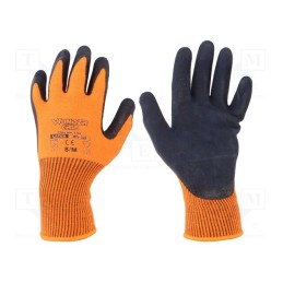 1 set x WONDER GRIP - 53738 - Protective gloves, Size: 8,M, orange, acrylic,latex, Thermo Lite