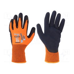 1 set x WONDER GRIP - 53742 - Protective gloves, Size: 10,XL, orange, acrylic,latex