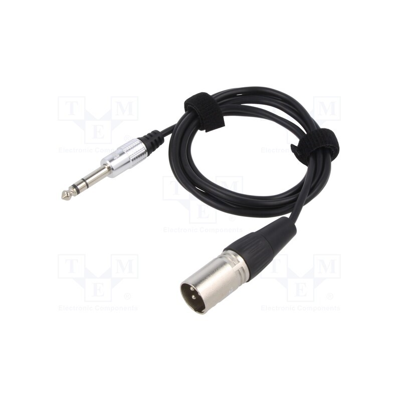 1 pcs x TASKER - TK075 - Cable, Jack 6,3mm 3pin plug,XLR male 3pin, 1.5m, black, 0.08mm2