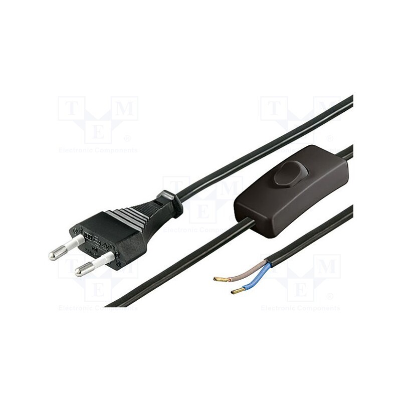 1 pcs x Goobay - 51350 - Cable, 2x0.75mm2, CEE 7/16 (C) plug,wires, PVC, 1.5m, with switch